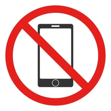 No mobile phone prohibited red warning sign smartphone ban vector flat Illustrazione stock