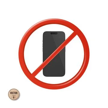 No Mobile Phone Sign Vector Illustration. 3d Prohibited Smartphone Symbol with Stock Illustration
