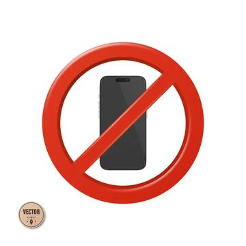 No Mobile Phone Sign Vector Illustration. 3d Prohibited Smartphone Symbol with 스톡 일러스트