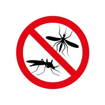No Mosquito Icon red circle warning sign Stock Illustration