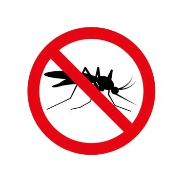 No Mosquito Icon red circle warning sign Stock Illustration