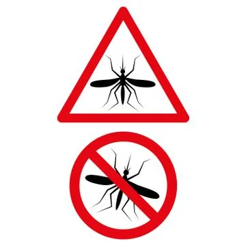 No Mosquito Icon red triangle, circle warning sign Stock Illustration