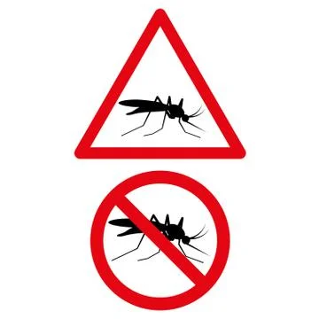 No Mosquito Icon red triangle, circle warning sign Stock Illustration
