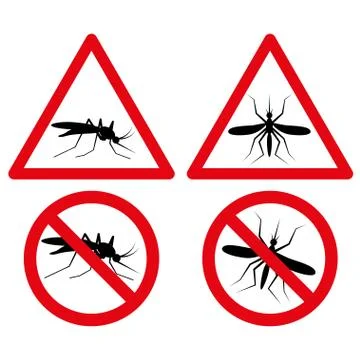 No Mosquito Icon red triangle, circle warning sign Stock Illustration