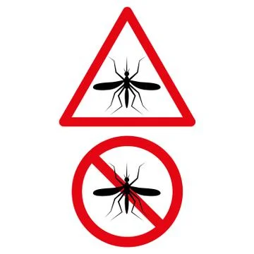 No Mosquito Icon red triangle, circle warning sign Stock Illustration