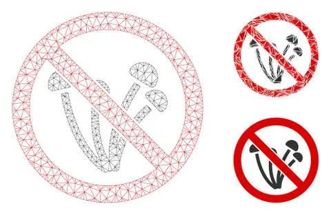 No Mushrooms Vector Mesh 2D Model and Triangle Mosaic Icon Stock Illustration