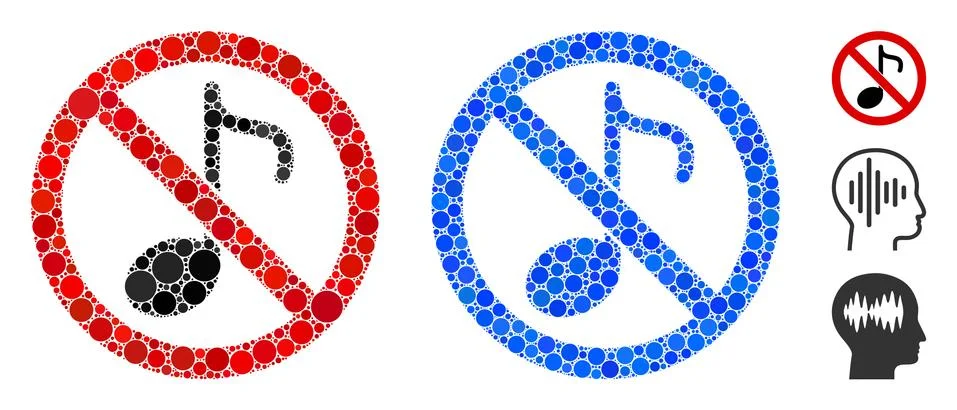 No Music Note Composition Icon of Round Dots Stock Illustration