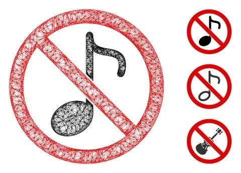 No Music Note Polygonal Web Vector Mesh Illustration Stock Illustration