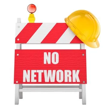 No Network, barrier with hard hat. 3D rendering Stock Illustration
