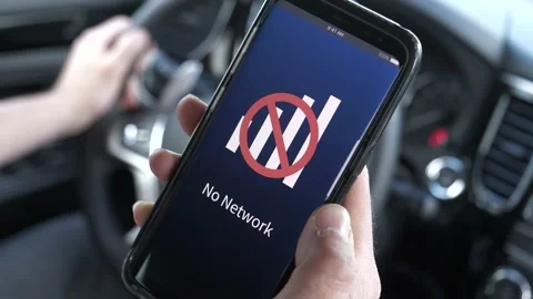 No Network Reception on a Smartphone Inside a Car Vehicle Stock Footage 132599186