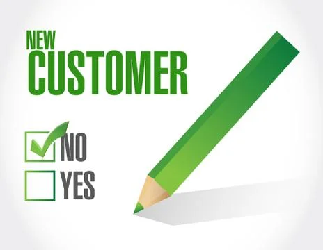 No new customer check mark sign concept Ilustración de archivo