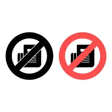 No newspaper, text icon. Simple glyph, flat vector of text editor ban, prohib Stock Illustration