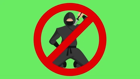 No ninja close up with the green screen, a ninja with a sword, no ninja sign Stock Footage 149036481