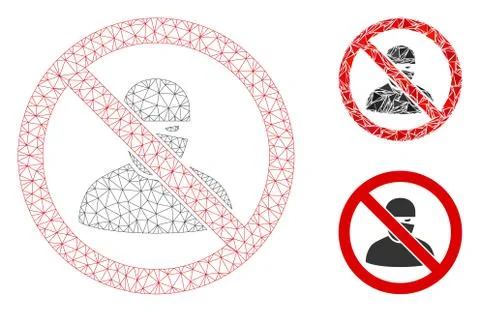 No Ninja Vector Mesh Carcass Model and Triangle Mosaic Icon Stock Illustration