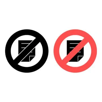 No note, text icon. Simple glyph, flat vector of text editor ban, prohibition Illustrazione stock