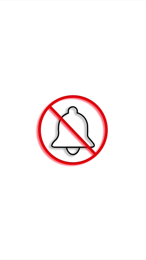 No notification bell icon red slash symbol, white clean space, and simple alert Stock Footage 340479332