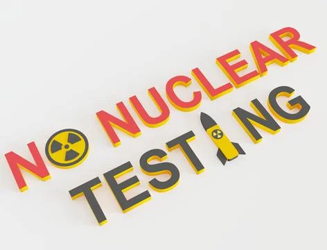 No Nuclear testing 3d concept 스톡 일러스트
