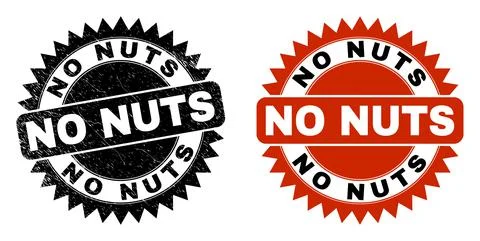 NO NUTS Black Rosette Stamp Seal with Grunge Texture Illustrazione stock