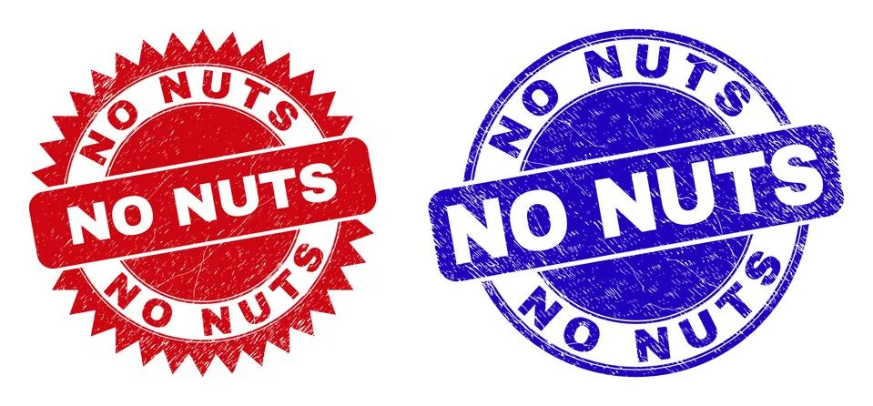 NO NUTS Rounded and Rosette Stamps with Scratched Texture Illustrazione stock