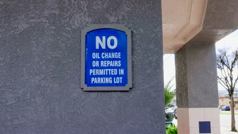 No Oil Changes or Repairs in Parking Lot Sign Stock Footage 237842741