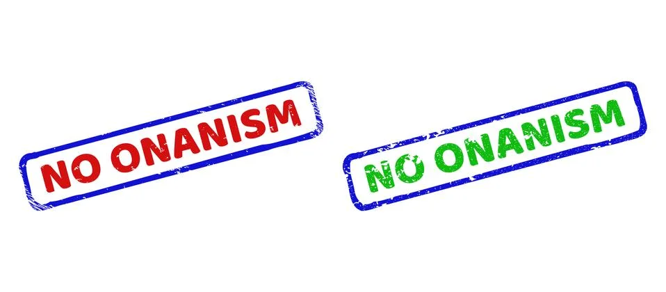 NO ONANISM Bicolor Rough Rectangular Stamp Seals with Distress Surfaces 스톡 일러스트