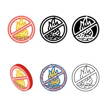 No open fire flame emergency color stylized icon vector Stock Illustration