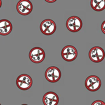 No open fire lighted match emergency vector seamless pattern Stock Illustration