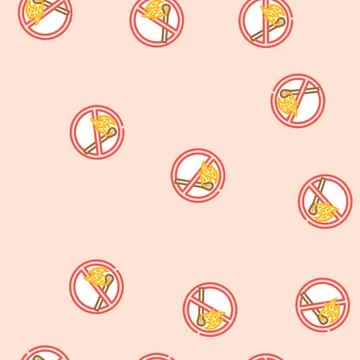 No open fire lighted match emergency vector seamless pattern Stock Illustration