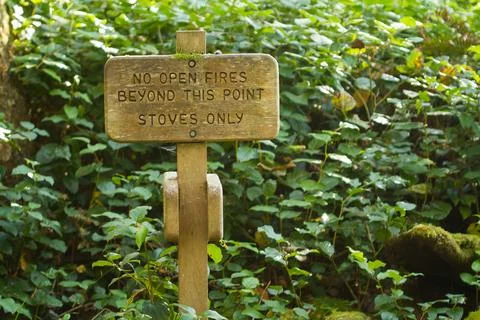 No open fires beyond this point sign board Stock Photos