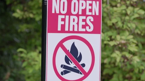 No Open Fires Warning Sign In Woodland Stock Footage 345080966