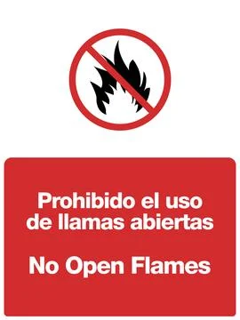 No Open Flames for Construction and Industrial Sites in English and Spanish Stock Illustration