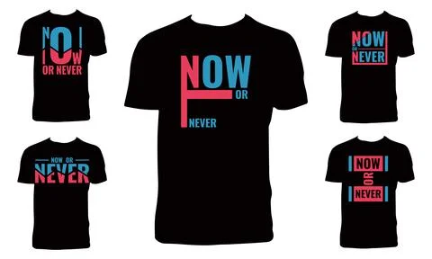 No Or Never Typography T Shirt Design Bundle Illustrazione stock