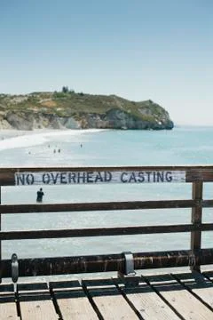 No overhead casting at pier Stock Photos