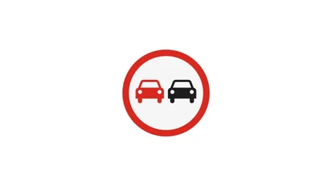 No overtaking. Danger part of the road. European road sign. Crosroad sign. .. Stock Footage 322967109