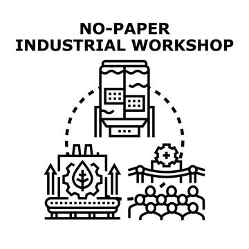 No paper industrial workshop concept for digital transformation Stock Illustration