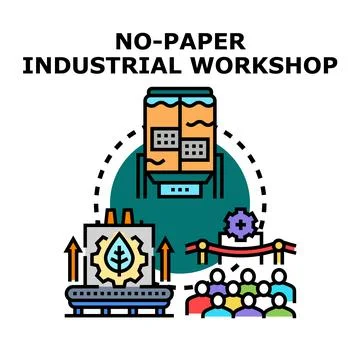 No paper industrial workshop concept for digital transformation Stock Illustration