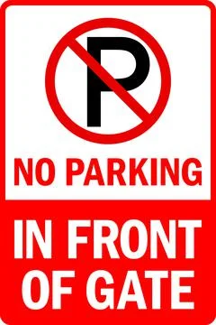 No parking in front of gate warning sign. Stock Illustration