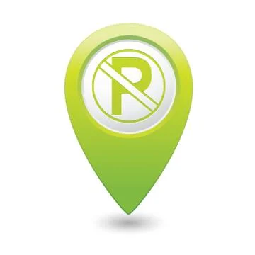No parking icon on green pointer Illustrazione stock