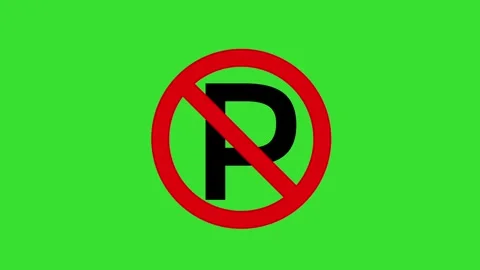 No parking icon on green screen animation (Chroma key) Stock Footage 313294209