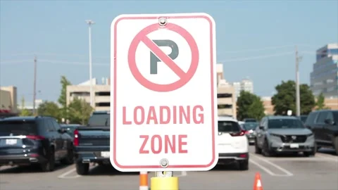 No parking loading zone rectangle vertical white red black sign with p crossed Stock Footage 251361187