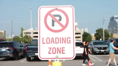 No parking loading zone rectangle vertical white red black sign with p crossed Stock Footage 251361216