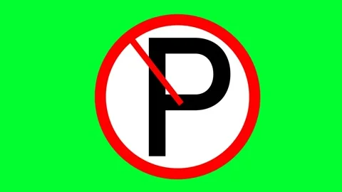 No parking with red border Warning attention sign on Green screen. Warning .. Stock Footage 257976791