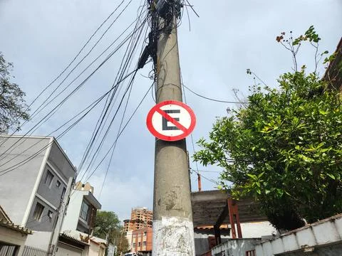 No Parking Sign on Light Post Stock Photos