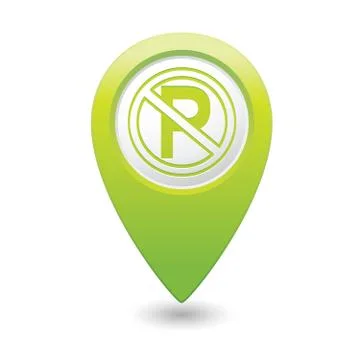 No parking symbol map pointer green Stock Illustration