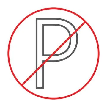 No parking thin line icon, prohibited and regulation, zone sign, vector graphics 스톡 일러스트