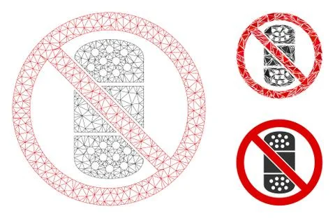 No Patch Vector Mesh Network Model and Triangle Mosaic Icon Illustrazione stock