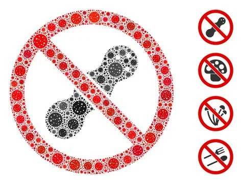 No Peanut Collage of CoronaVirus Elements Stock Illustration