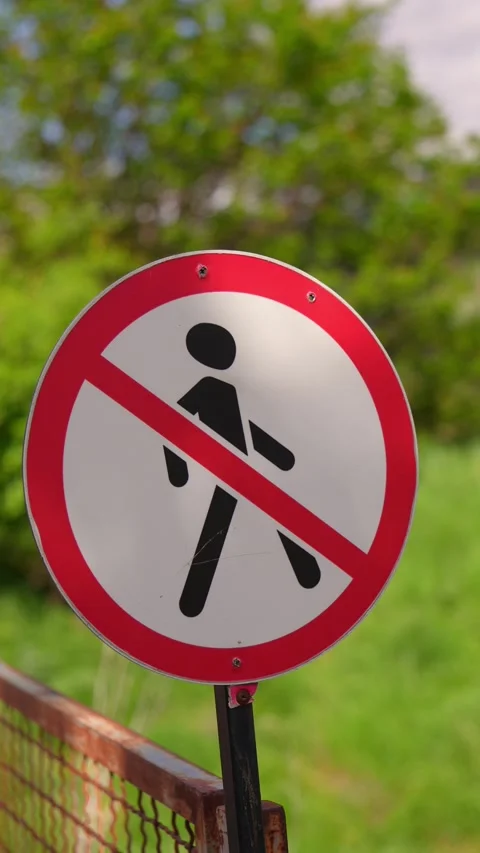 No pedestrian access prohibited signage in nature Stock Footage 340896514