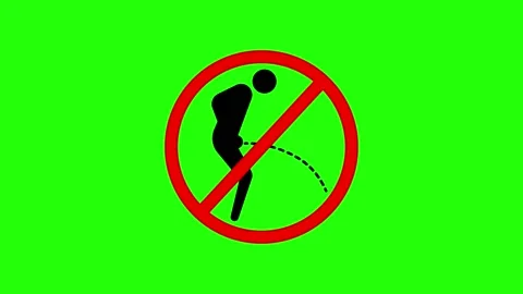 No Pee, No Urinating Icon Animation on Green Background Stock Footage 236417090