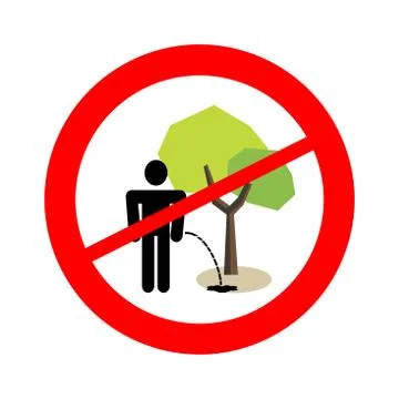 No pee under the tree sign. Prohibition. Stock Illustration
